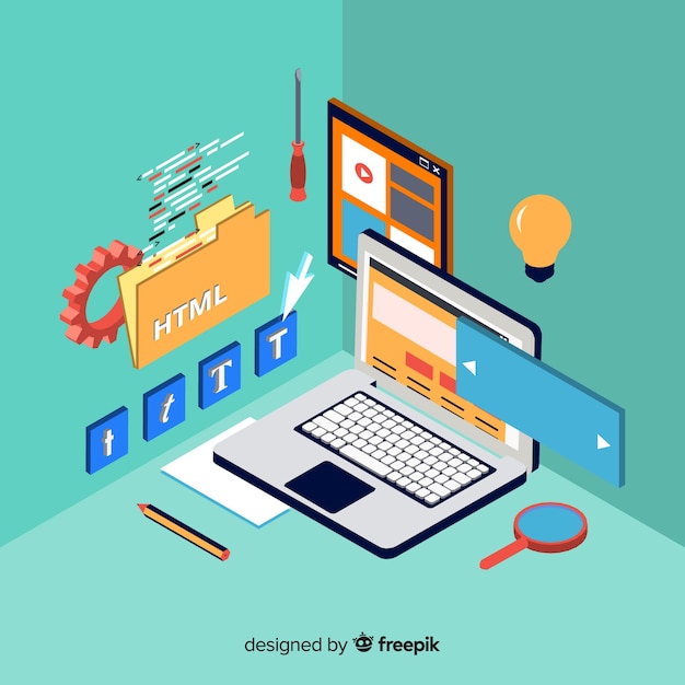 Conceito moderno web design com vista isométrica Vetor grátis
