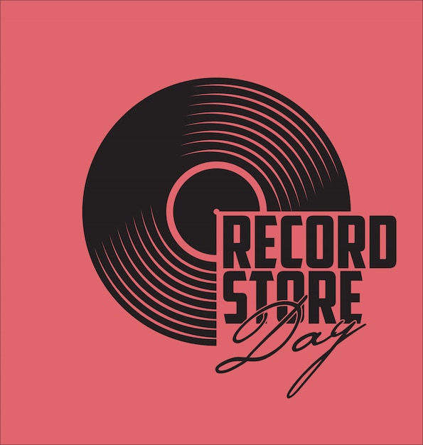 Conceito plana de dia de loja de discos de vinil preto Vetor Premium