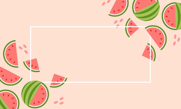 Conjunto abstrato com banner de melancia colorida verão venda em rosa Vetor Premium