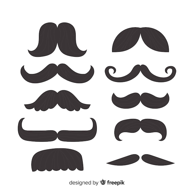 Conjunto clássico de bigodes com design plano Vetor grátis