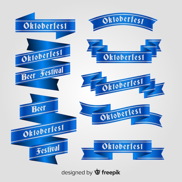 Conjunto clássico de fita oktoberfest com design plano Vetor grátis