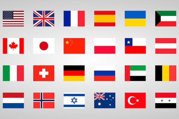 Conjunto De 18 Bandeiras Diferentes Países Vetor Premium 2921