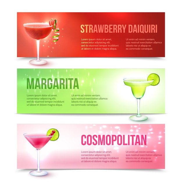 Conjunto de banner de coquetéis Vetor grátis