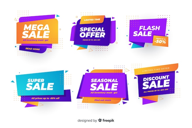 Conjunto de banners com descontos em flash Vetor grátis
