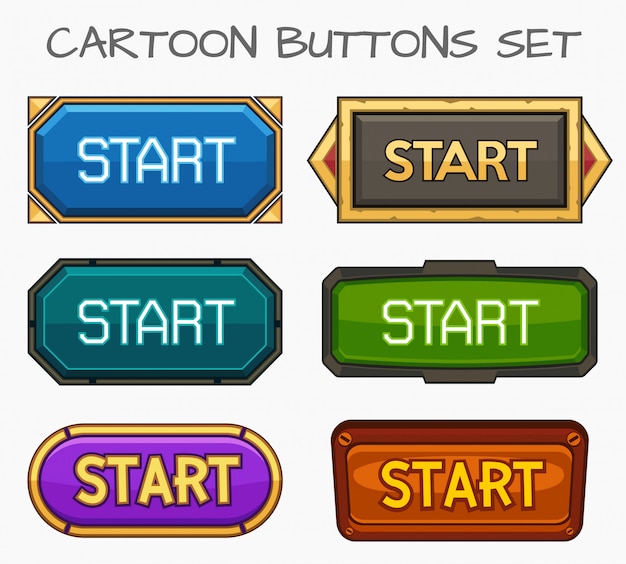 Conjunto de botões de desenho animado game.vector ilustração Vetor Premium