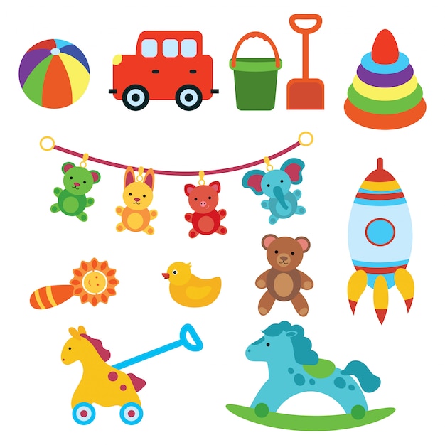 Conjunto De Brinquedos Para Crianças Ilustração Para Crianças Carro De Brinquedo Foguete