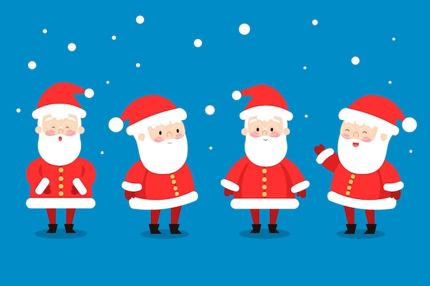 Conjunto de caracteres de boneco de neve de design plano Vetor grátis