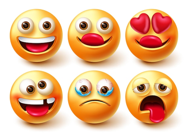 Conjunto De Caracteres Do Vetor Emoticon Personagem Emoji 3d Isolada