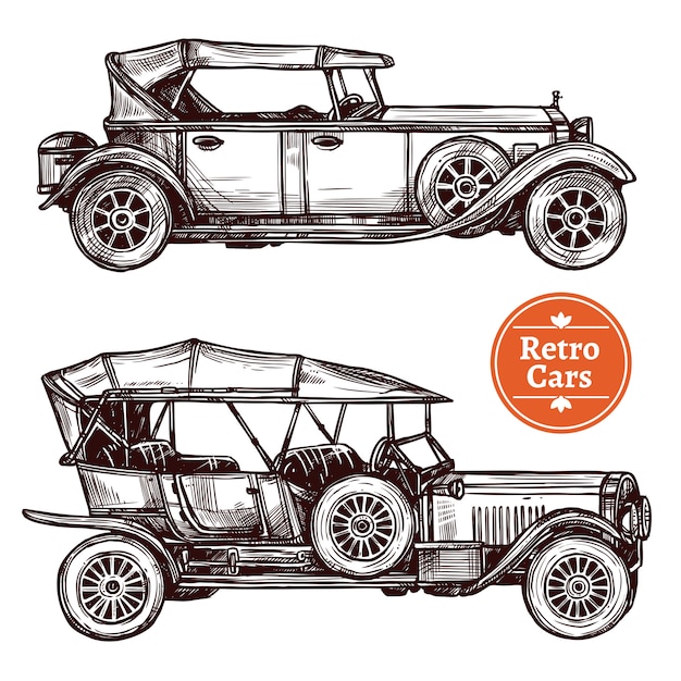 Conjunto de carros retrô Vetor grátis