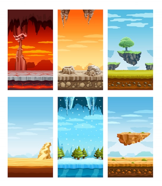 Conjunto de desenhos animados de elementos coloridos de jogos de computador Vetor grátis