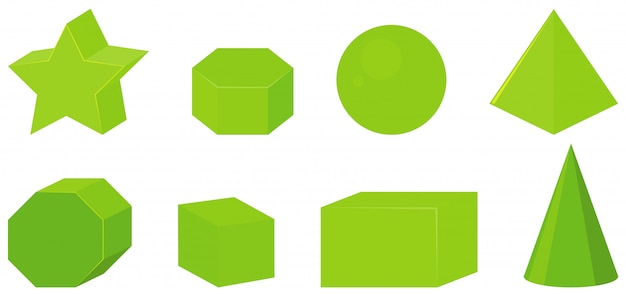 Conjunto de diferentes formas geométricas em verde Vetor Premium