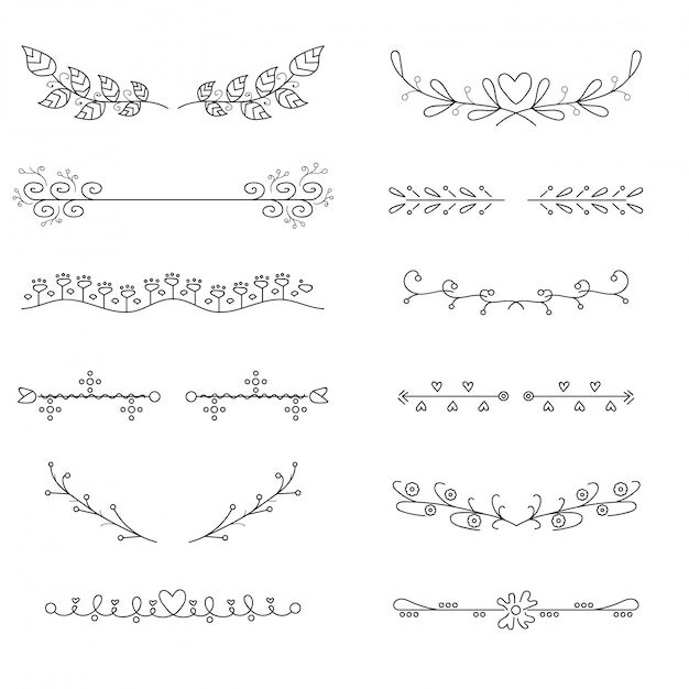 Conjunto De Divisores De Mão Desenhada Vetor Premium 2707