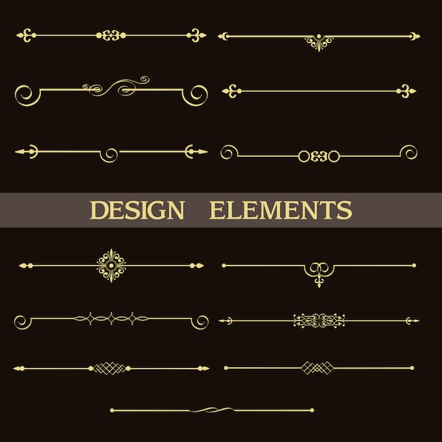 Conjunto de divisores de ouro vintage decorativos Vetor Premium