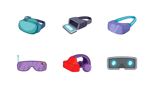 Conjunto de elemento vr. conjunto de desenhos animados de elementos do vetor vr Vetor Premium