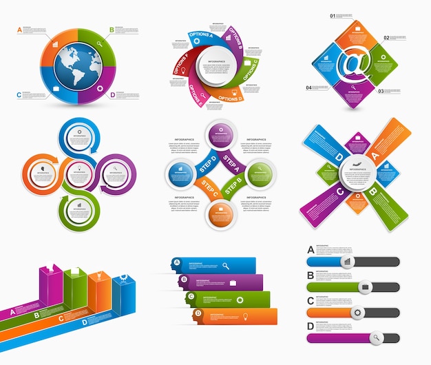 Conjunto De Elementos De Design Colorido Infográficos Vetor Premium 6920