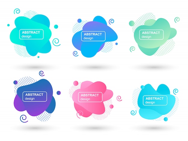 Conjunto de elementos gráficos modernos de formas líquidas abstratas Vetor Premium