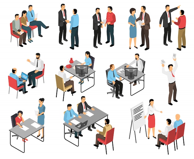 Conjunto de entrevistados da entrevista de emprego Vetor grátis