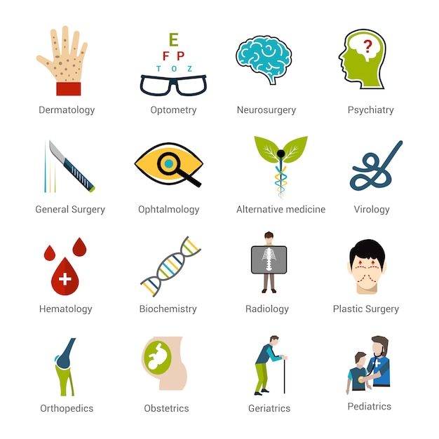 Conjunto de especialidades médicas Vetor grátis