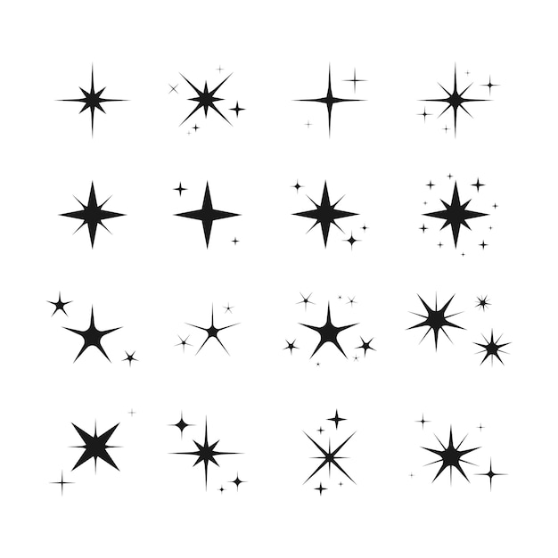 Conjunto De Estrelas De Doodle Preto Mão Desenhada Símbolos Pretos Vetor Premium 9479