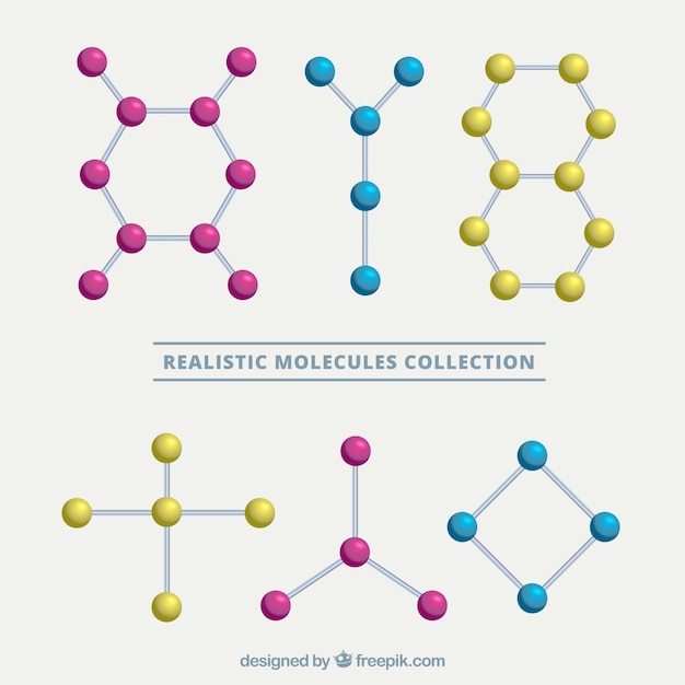 Conjunto de estruturas moleculares realistas Vetor Grátis