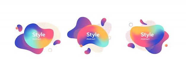 Conjunto de forma líquida colorida com banner de salpicos Vetor grátis