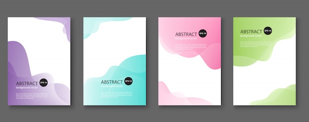 Conjunto de fundos abstratos com ondas de linha Vetor Premium