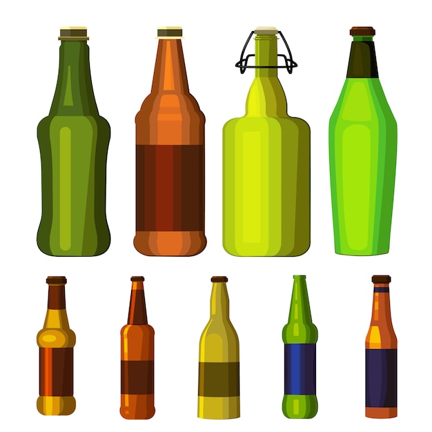 Conjunto de garrafas de cerveja | Vetor Grátis