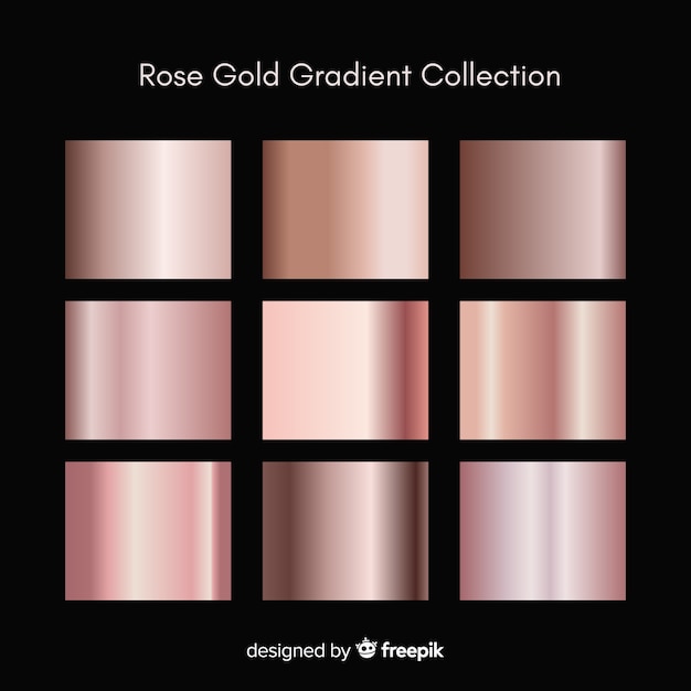 Conjunto de gradiente de ouro rosa textura metálica Vetor grátis