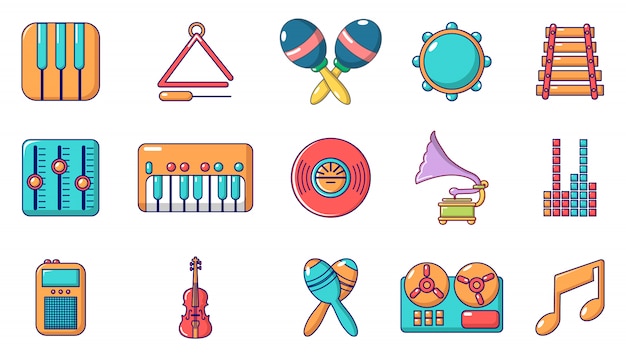 Conjunto De Icones De Instrumentos Musicais Conjunto De Desenhos