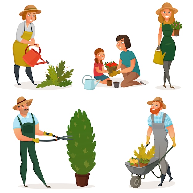 Conjunto de ícones de jardinagem passatempo Vetor grátis