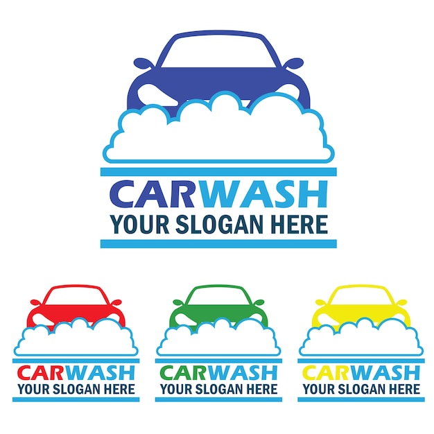 Conjunto de logotipo do serviço de lavagem de carros com espaço de texto para o seu slogan Vetor grátis