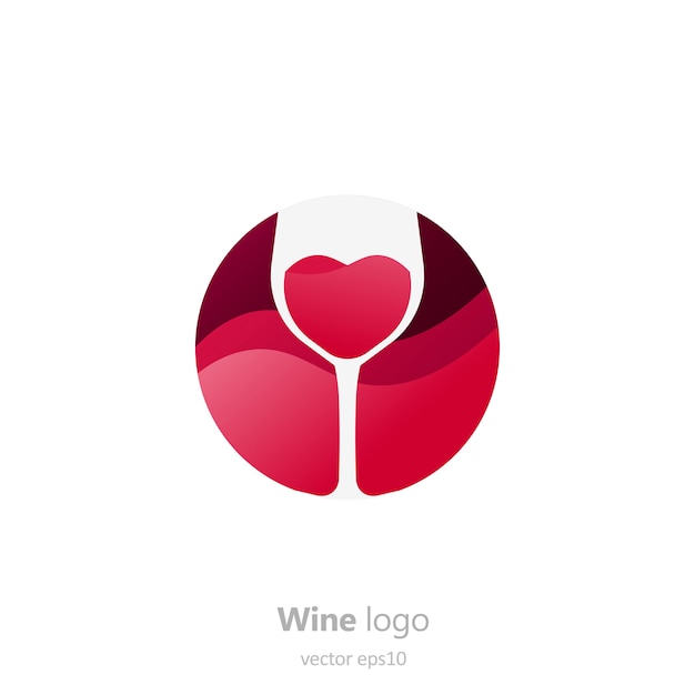 Conjunto de logotipo redondo com um copo de vinho. cápsula com líquido em movimento. Vetor grátis