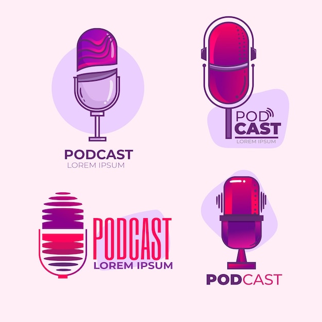 Conjunto De Logotipos Detalhados De Podcast Vetor Grátis 