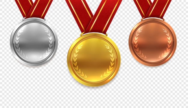 Conjunto De Medalha Realista Medalhas De Ouro E Prata Fitas