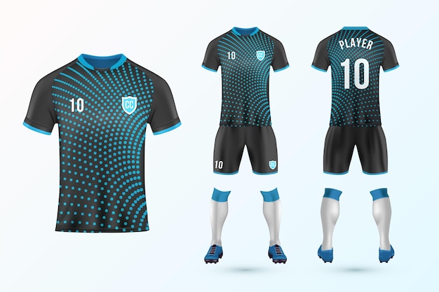 Conjunto de modelo uniforme de futebol | Vetor Premium