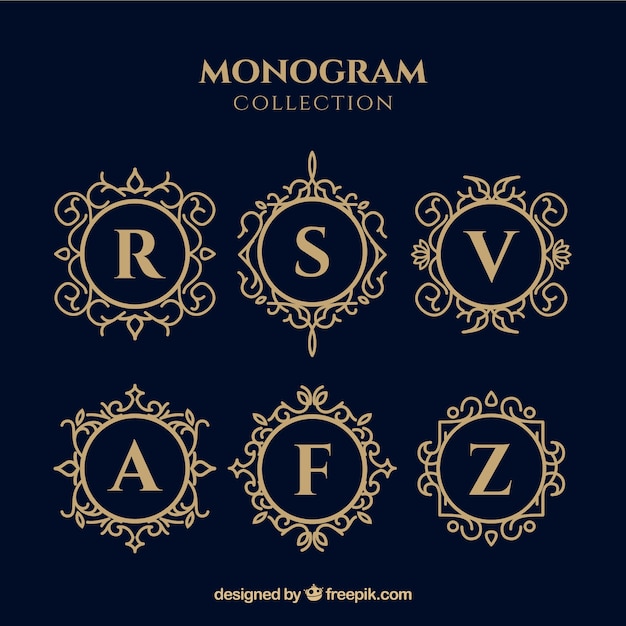 Conjunto De Monogramas De Ouro Elegante Vetor Premium 9573