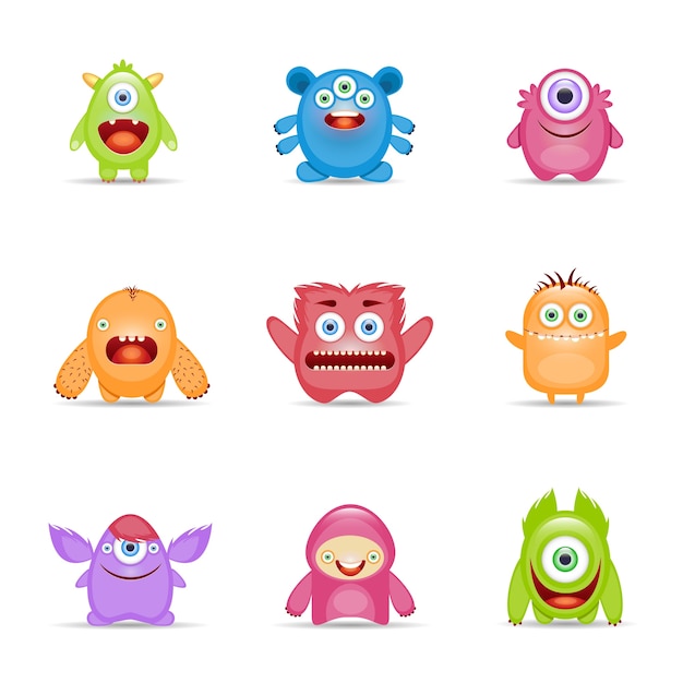 Conjunto de personagens de monstros Vetor grátis