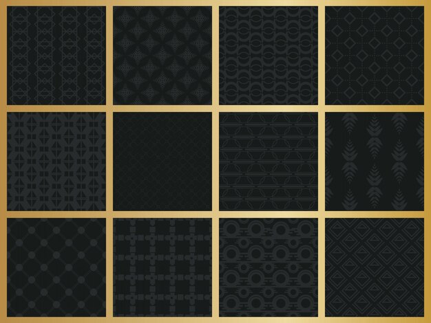 Conjunto de plano de fundo padrão geométrico monocromático. Vetor Premium