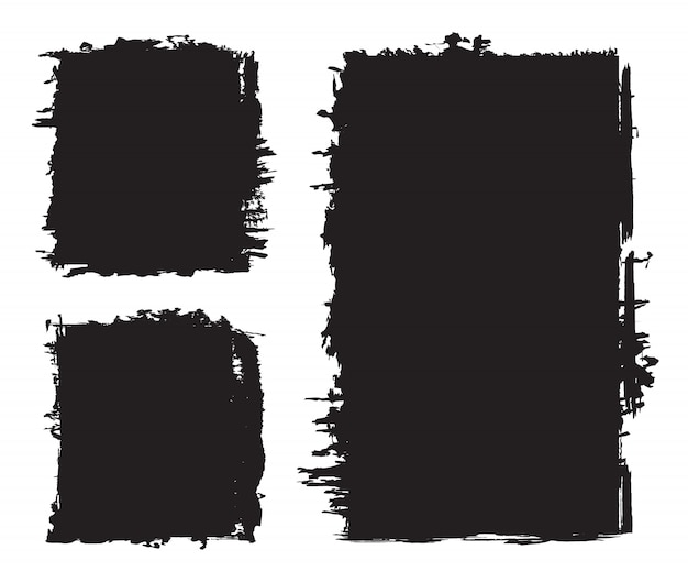 Conjunto de planos de fundo preto grunge Vetor Premium