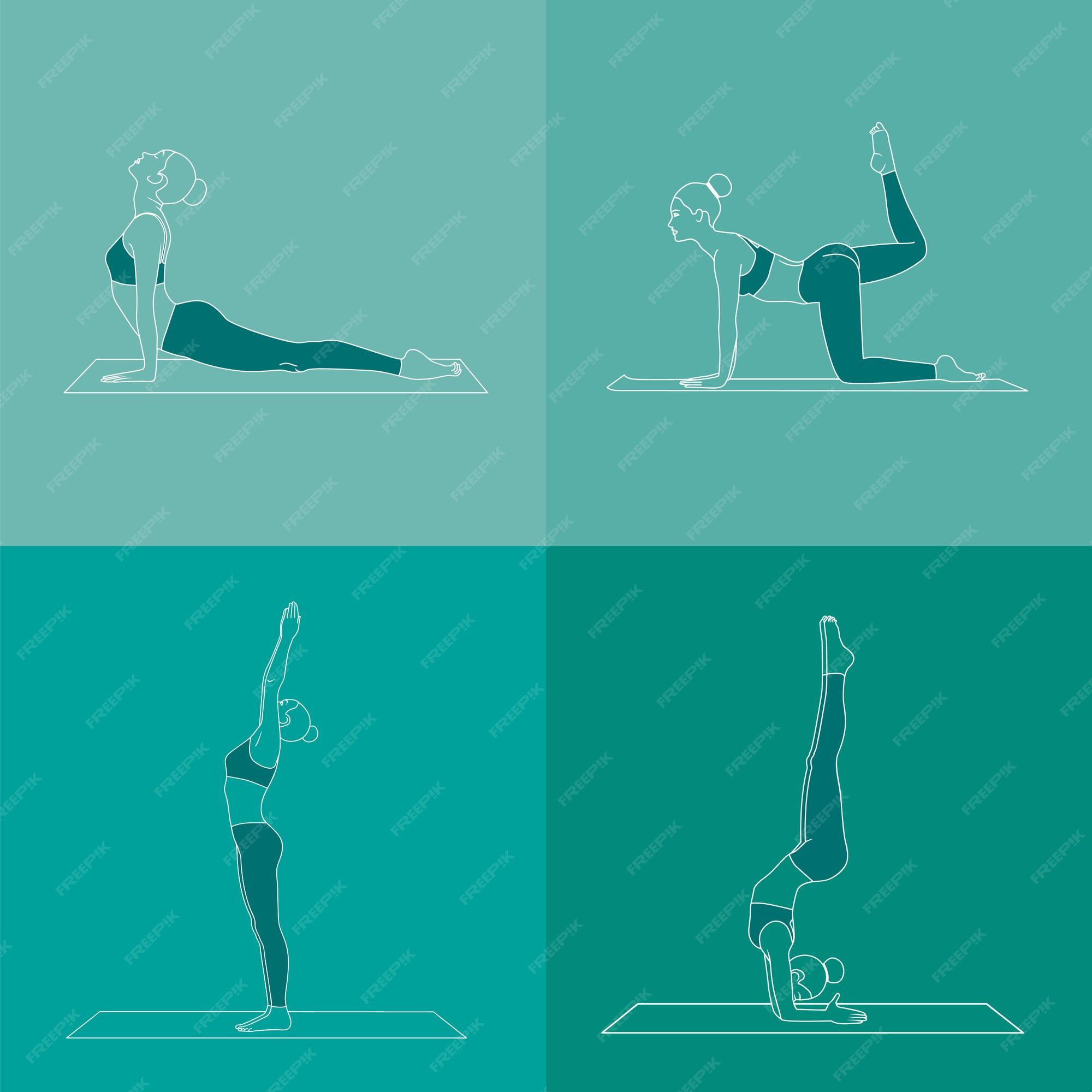 Conjunto De Poses De Asana Ioga Vetor Premium 0341