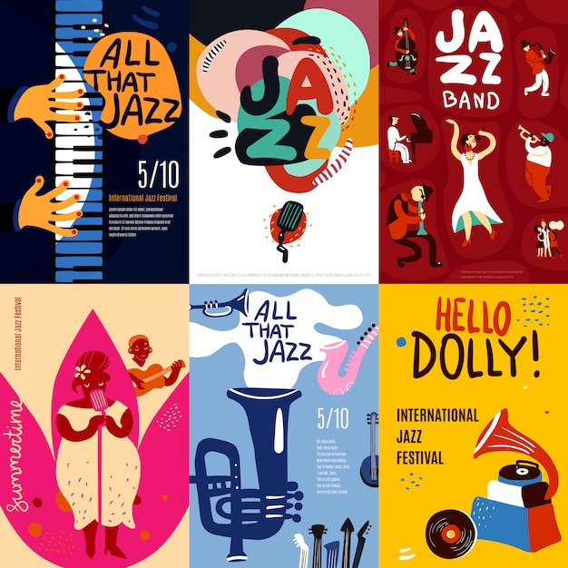 Conjunto De Poster Jazz Vetor Gratis