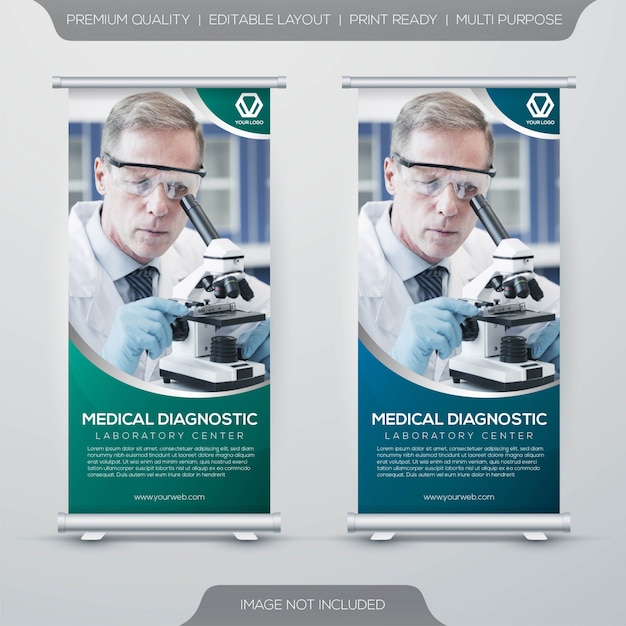 Conjunto de saúde rollup x-banner com conceito simples Vetor Premium