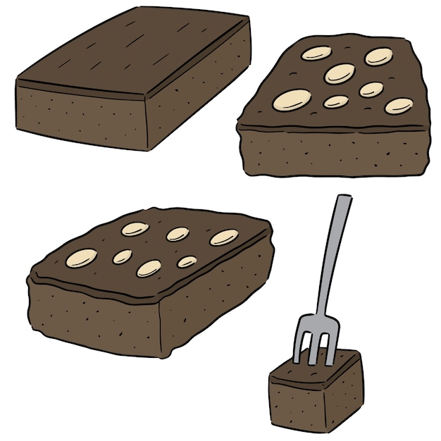 Conjunto de vetores de brownies Vetor Premium