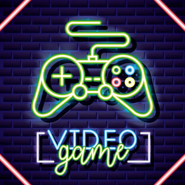 Controle Cl Ssico Estilo Linear De Videogame Neon Vetor Gr Tis