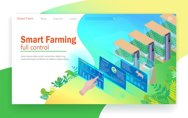 Controle total de agricultura inteligente. Vetor Premium