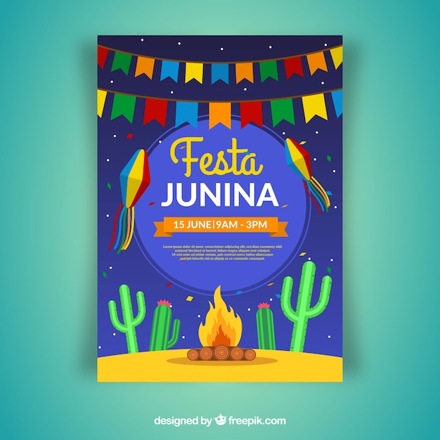 Convite de cartaz festa junina celebração tradicional Vetor Grátis