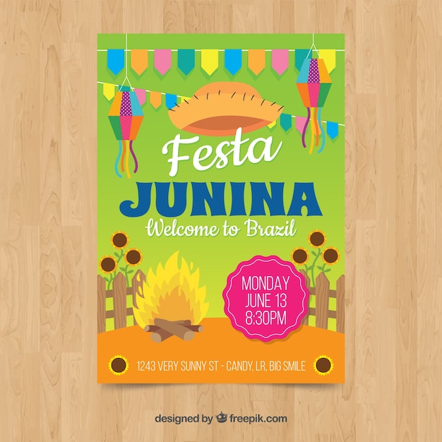 Convite De Cartaz Festa Junina Com Elementos Planos Baixe Milhares De Sexiz Pix