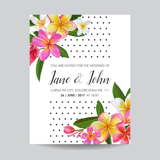 Convite de casamento com flores. salve o cartão de data Vetor Premium