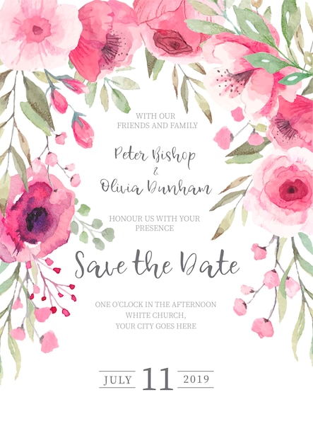 Convite de casamento floral bonito pronto para imprimir 