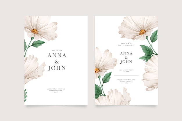 Convite de casamento grande flor modelo Vetor grátis